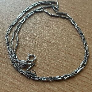 990 Silver Twisted Chain Necklace 17” High Purity Silver Diamond Cut